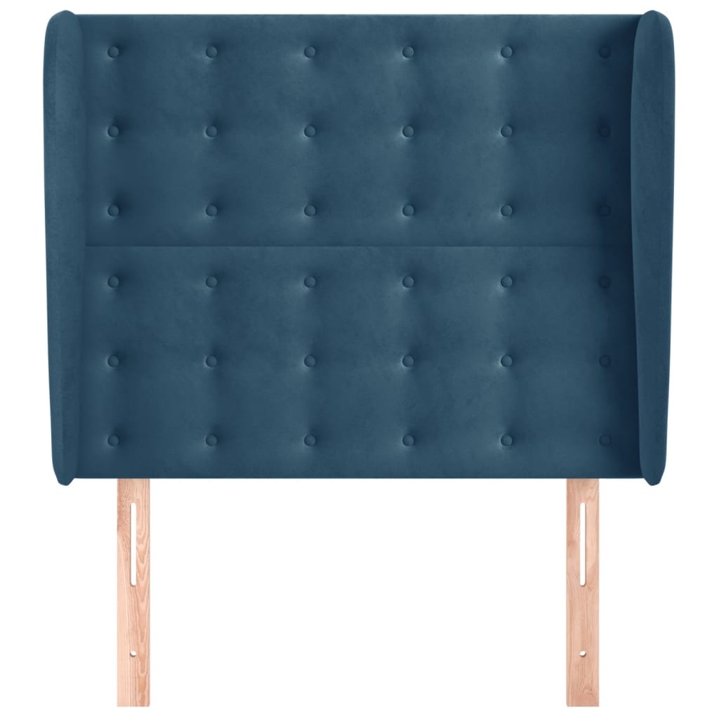 vidaXL Tăblie pat cu aripioare albastru închis 93x23x118/128cm catifea vidaXL Tăblie pat cu aripioare albastru închis 93x23x118/128cm catifea