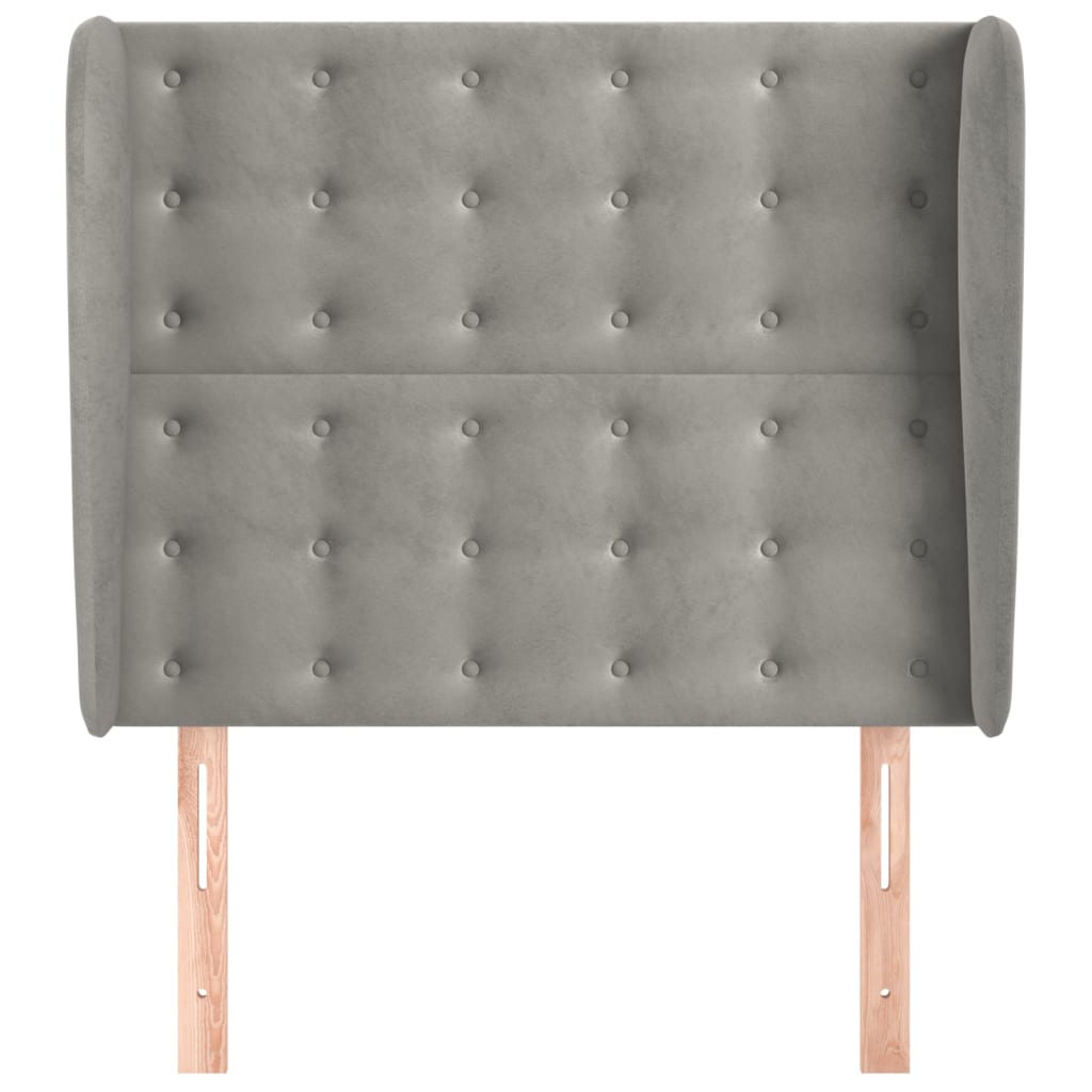 vidaXL Tăblie de pat cu aripioare gri deschis 103x23x118/128cm catifea