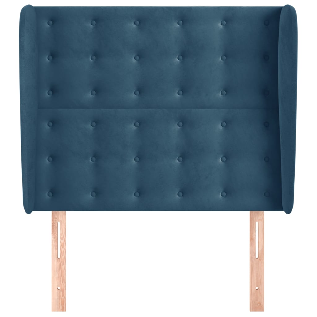 vidaXL Tăblie pat cu urechi albastru închis 103x23x118/128cm catifea vidaXL Tăblie pat cu urechi albastru închis 103x23x118/128cm catifea