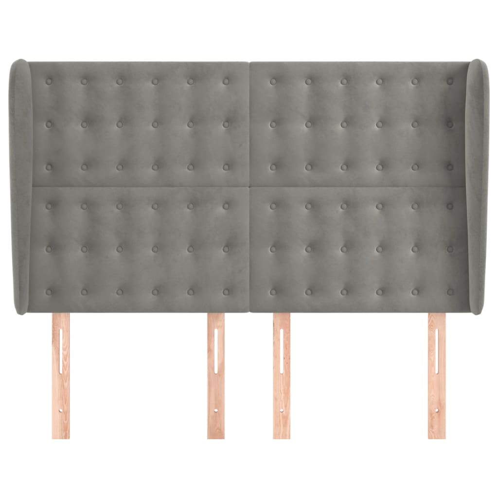 vidaXL Tăblie de pat cu aripioare gri deschis 147x23x118/128cm catifea vidaXL Tăblie de pat cu aripioare gri deschis 147x23x118/128cm catifea