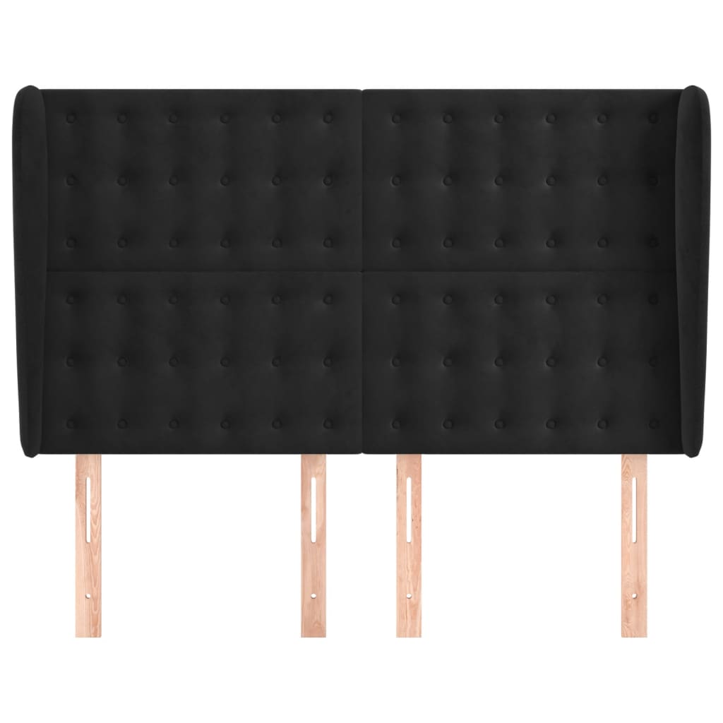 vidaXL Tăblie de pat cu aripioare, negru, 147x23x118/128 cm, catifea