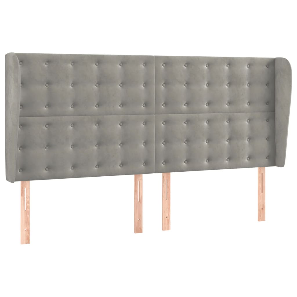 vidaXL Tăblie de pat cu aripioare gri deschis 163x23x118/128cm catifea