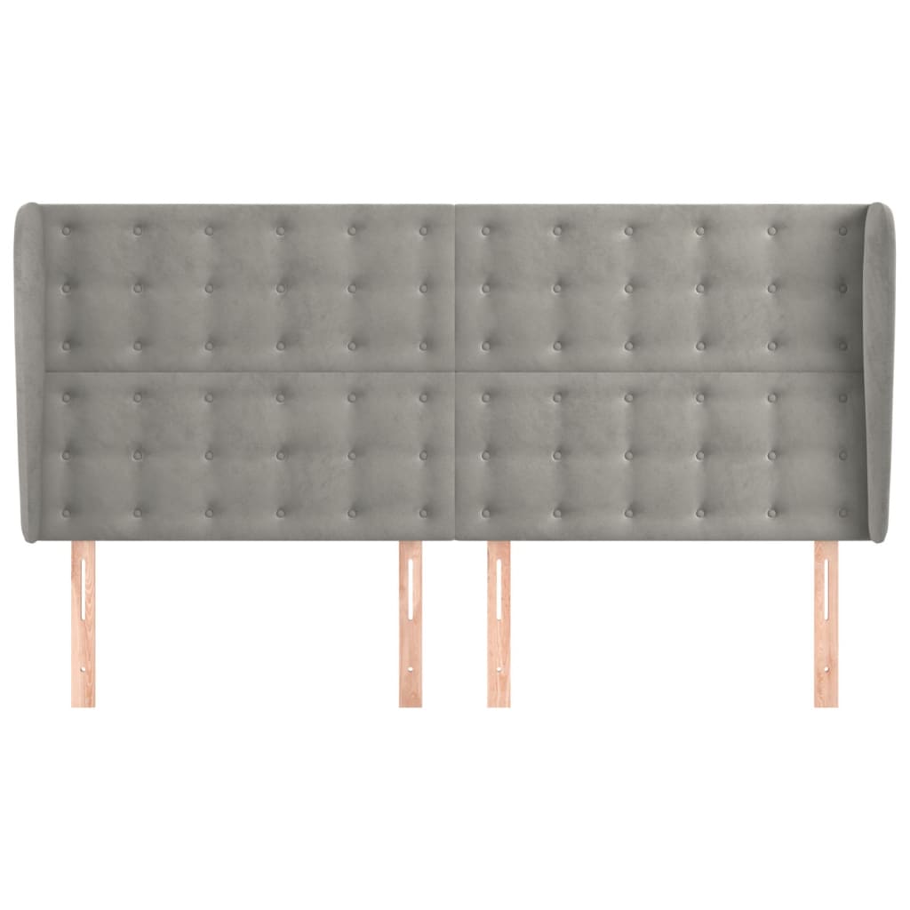 vidaXL Tăblie de pat cu aripioare gri deschis 163x23x118/128cm catifea