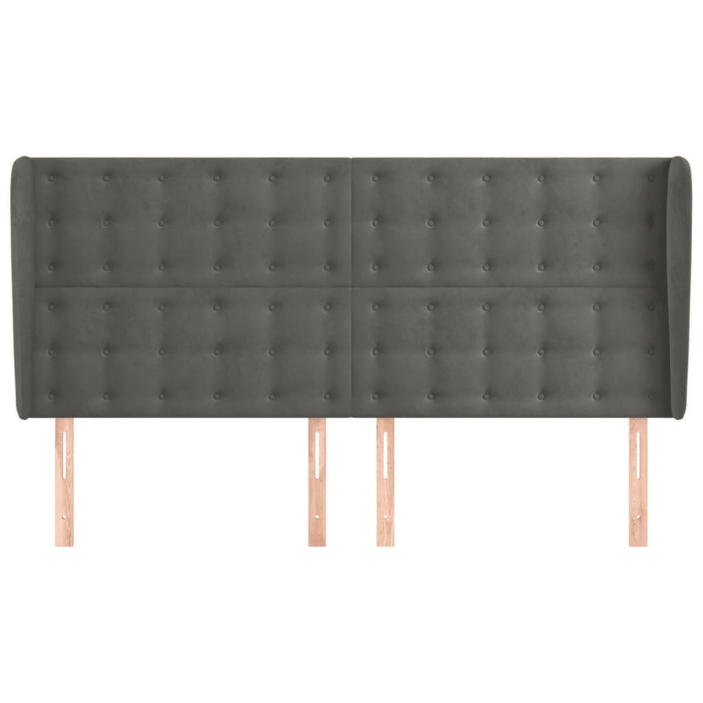 vidaXL Tăblie de pat cu aripioare gri închis 163x23x118/128 cm catifea vidaXL Tăblie de pat cu aripioare gri închis 163x23x118/128 cm catifea