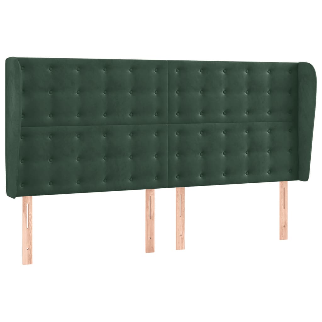 vidaXL Tăblie pat cu aripioare verde închis 163x23x118/128 cm catifea vidaXL Tăblie pat cu aripioare verde închis 163x23x118/128 cm catifea
