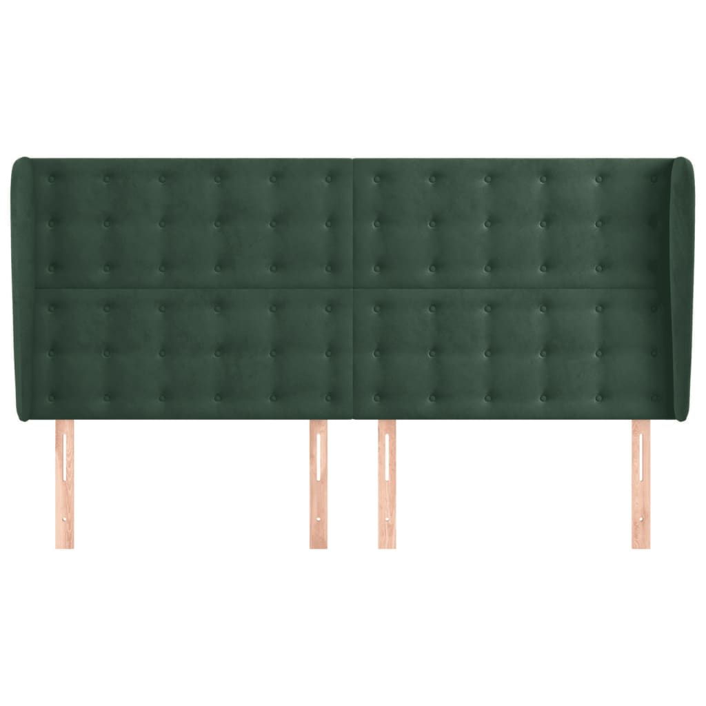 vidaXL Tăblie pat cu aripioare verde închis 163x23x118/128 cm catifea vidaXL Tăblie pat cu aripioare verde închis 163x23x118/128 cm catifea