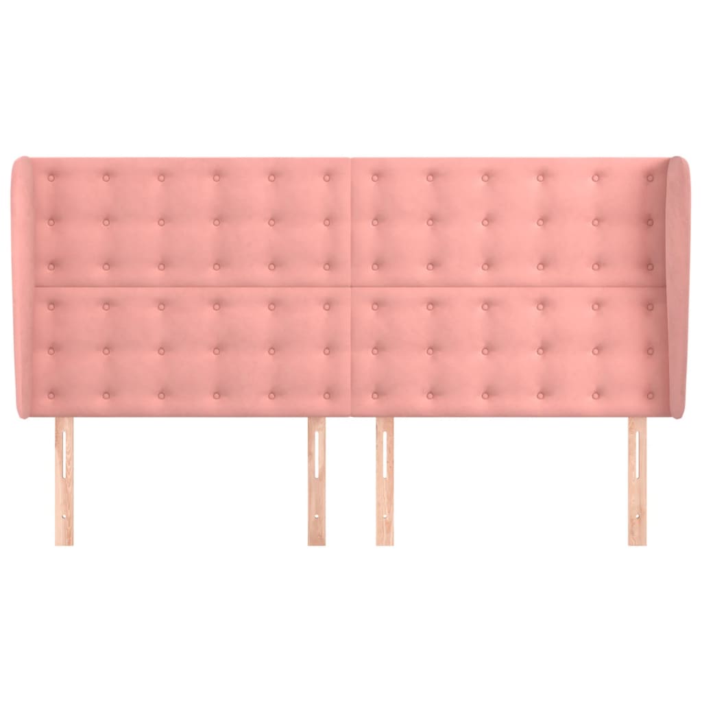 vidaXL Tăblie de pat cu aripioare, roz, 163x23x118/128 cm, catifea