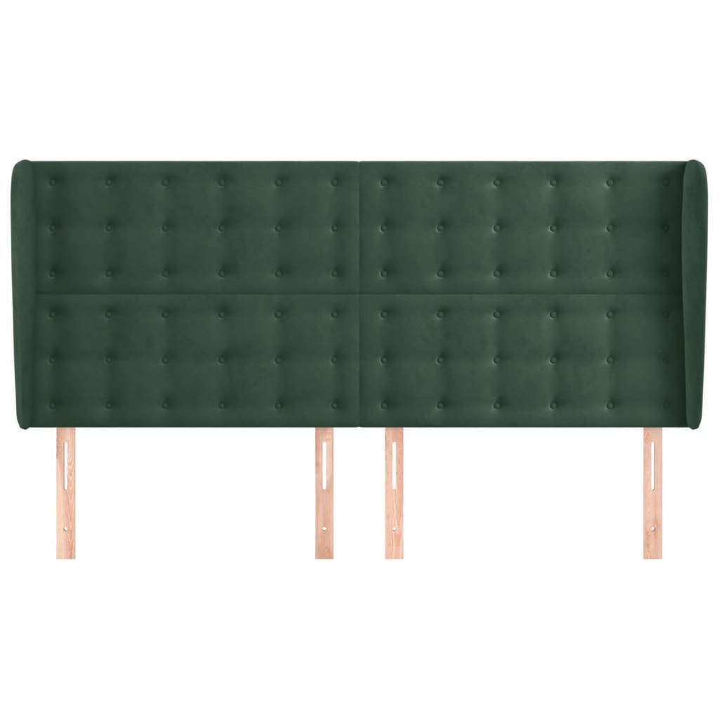 vidaXL Tăblie pat cu aripioare verde închis 183x23x118/128 cm catifea vidaXL Tăblie pat cu aripioare verde închis 183x23x118/128 cm catifea