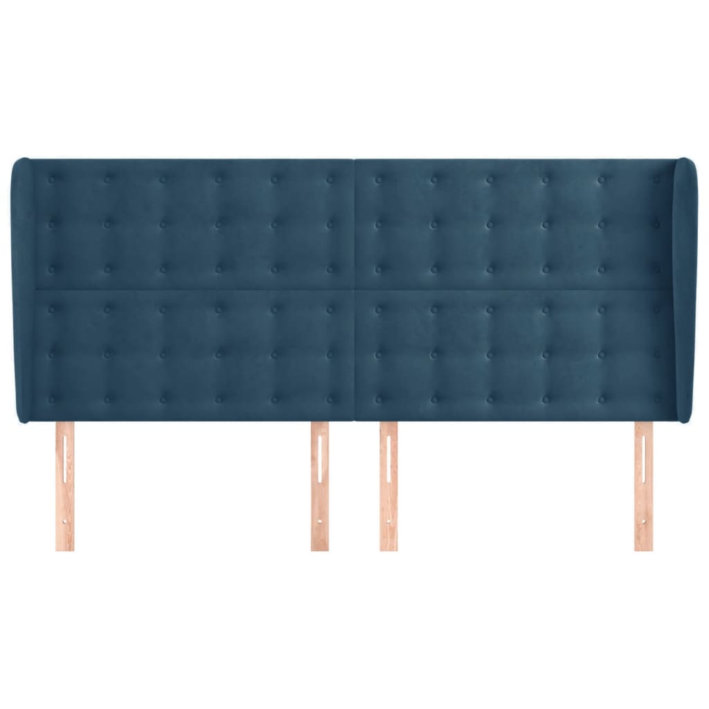 vidaXL Tăblie pat cu urechi albastru închis 183x23x118/128 cm catifea vidaXL Tăblie pat cu urechi albastru închis 183x23x118/128 cm catifea