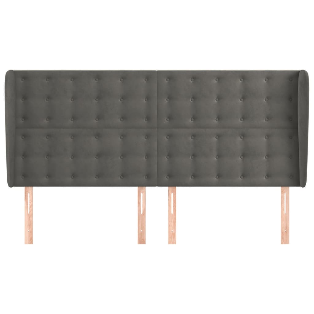 vidaXL Tăblie de pat cu aripioare gri închis 203x23x118/128 cm catifea