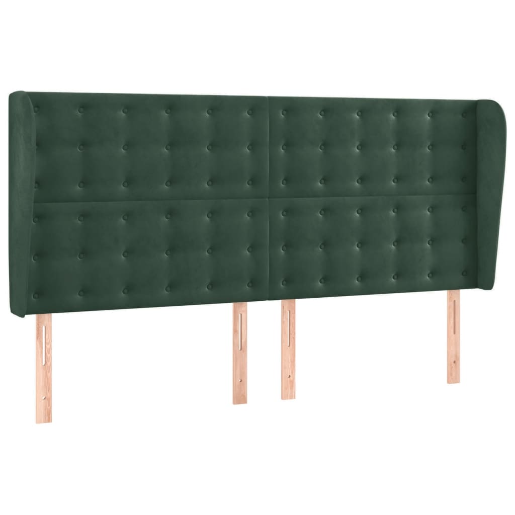 vidaXL Tăblie pat cu aripioare verde închis 203x23x118/128cm catifea vidaXL Tăblie pat cu aripioare verde închis 203x23x118/128cm catifea