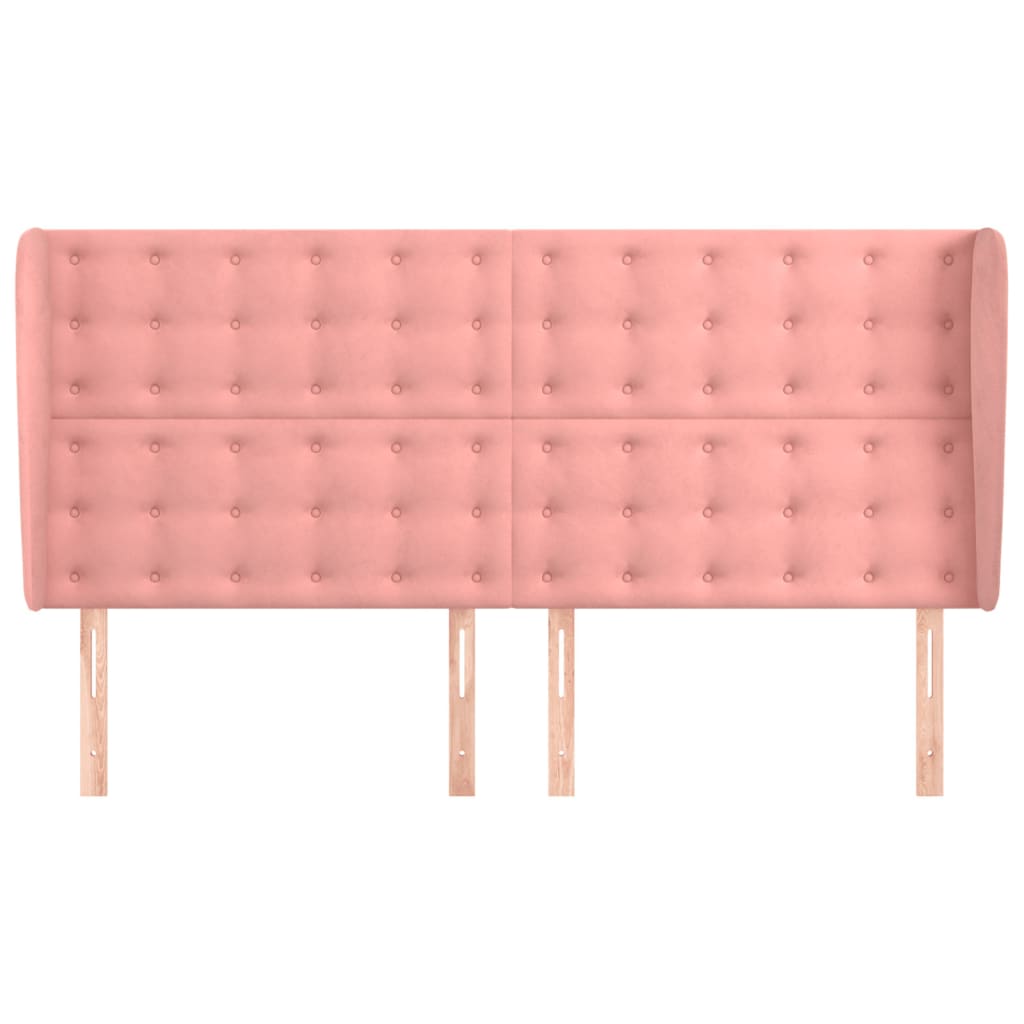 vidaXL Tăblie de pat cu aripioare, roz, 203x23x118/128 cm, catifea