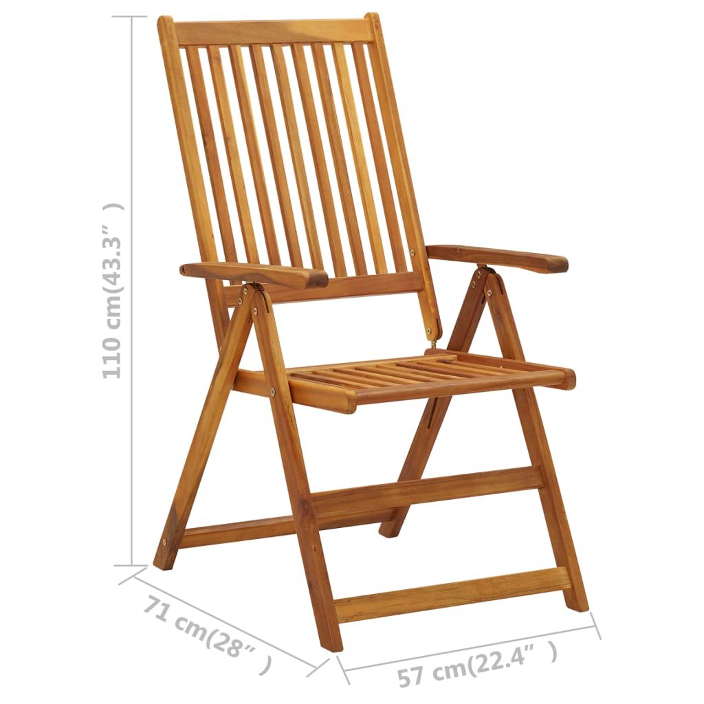vidaXL Scaune de grădină rabatabile, 3 buc., lemn masiv de acacia