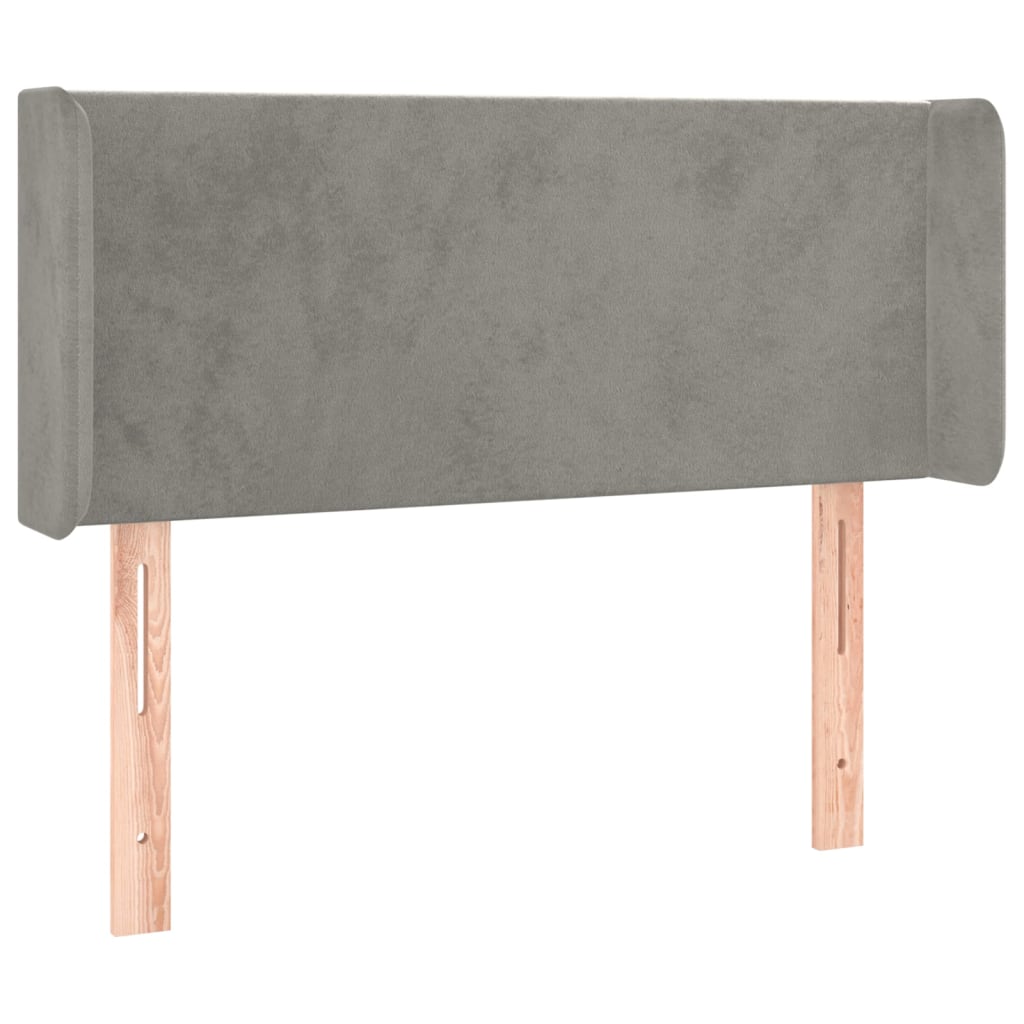 vidaXL Tăblie de pat cu aripioare gri deschis 103x16x78/88 cm catifea