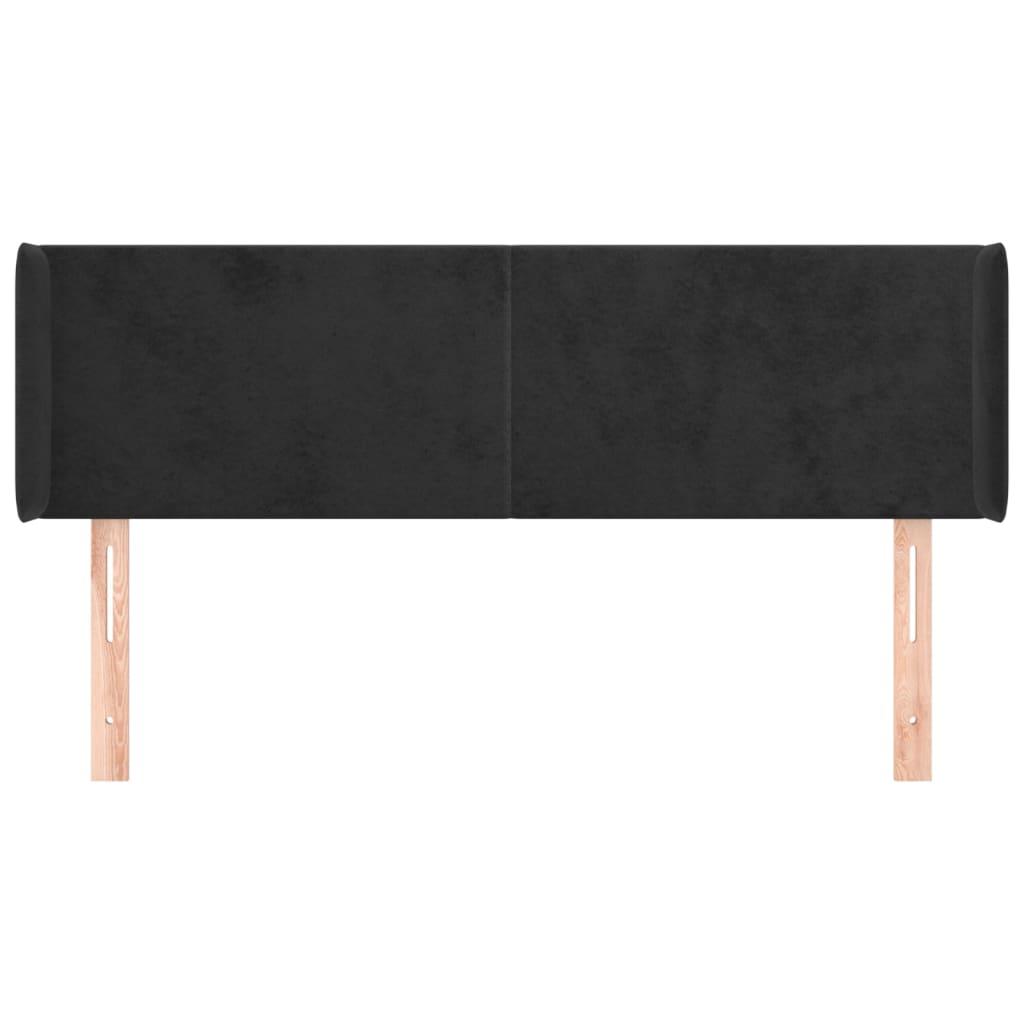 vidaXL Tăblie de pat cu aripioare negru 147x16x78/88 cm catifea
