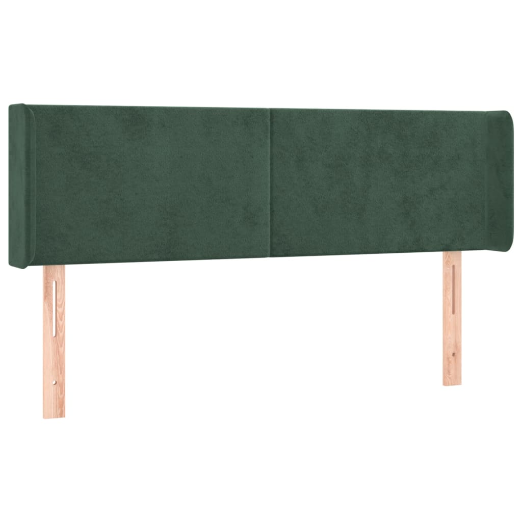 vidaXL Tăblie de pat cu aripioare verde închis 147x16x78/88 cm catifea