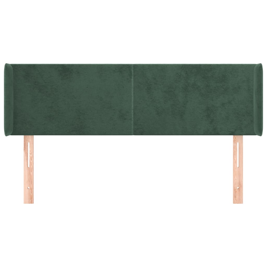 vidaXL Tăblie de pat cu aripioare verde închis 147x16x78/88 cm catifea