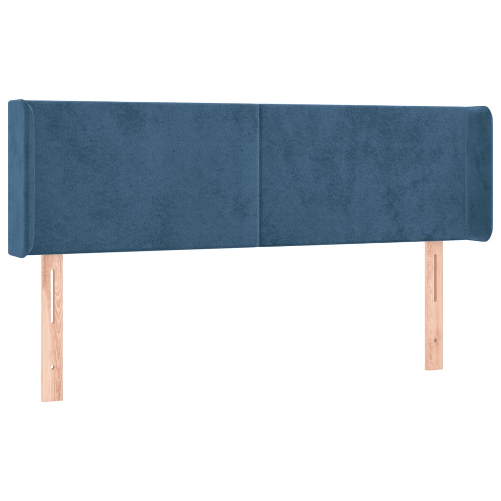 vidaXL Tăblie pat cu aripioare albastru închis 147x16x78/88 cm catifea