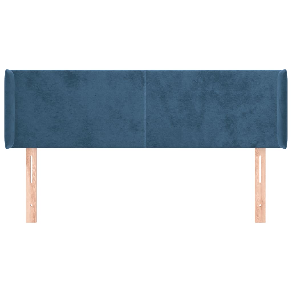 vidaXL Tăblie pat cu aripioare albastru închis 147x16x78/88 cm catifea