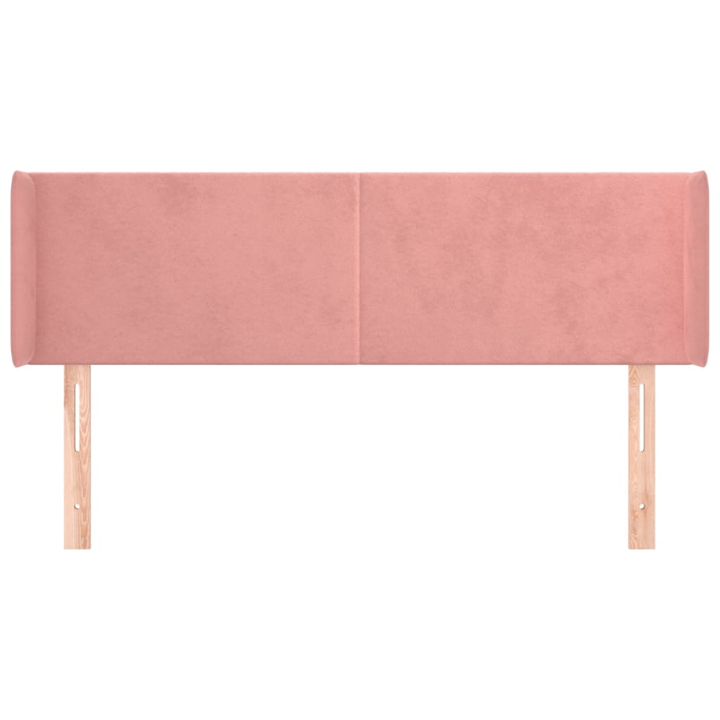 vidaXL Tăblie de pat cu aripioare roz 147x16x78/88 cm catifea