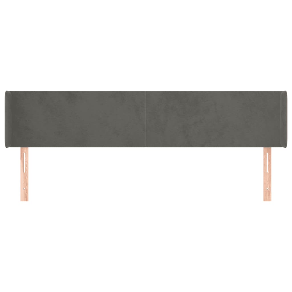 vidaXL Tăblie de pat cu aripioare gri închis 183x16x78/88 cm catifea vidaXL Tăblie de pat cu aripioare gri închis 183x16x78/88 cm catifea