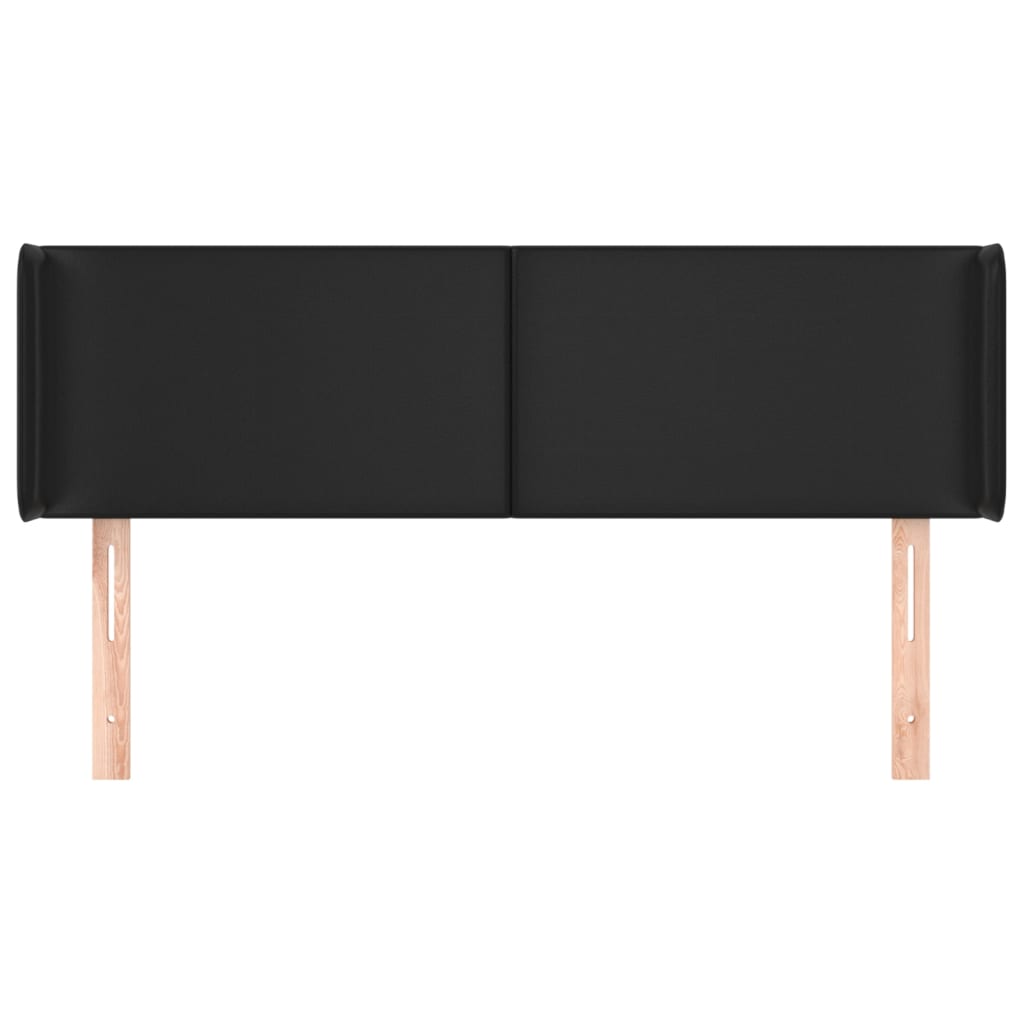vidaXL Tăblie de pat cu aripioare negru 147x16x78/88cm piele ecologică