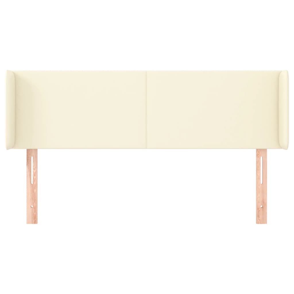 vidaXL Tăblie de pat cu aripioare crem 147x16x78/88 cm piele ecologică vidaXL Tăblie de pat cu aripioare crem 147x16x78/88 cm piele ecologică