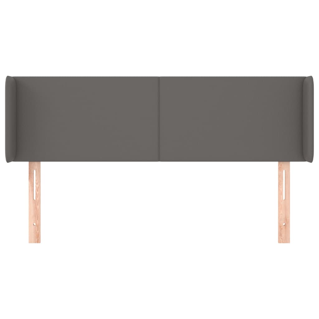 vidaXL Tăblie de pat cu aripioare gri 147x16x78/88 cm piele ecologică