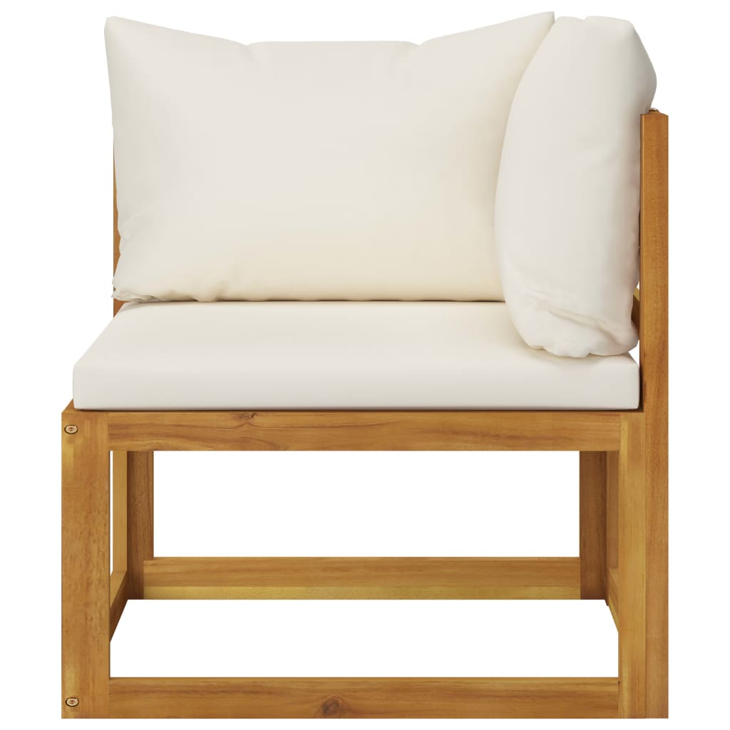 vidaXL Canapea colțar modular cu perne, alb crem, lemn masiv de acacia vidaXL Canapea colțar modular cu perne, alb crem, lemn masiv de acacia