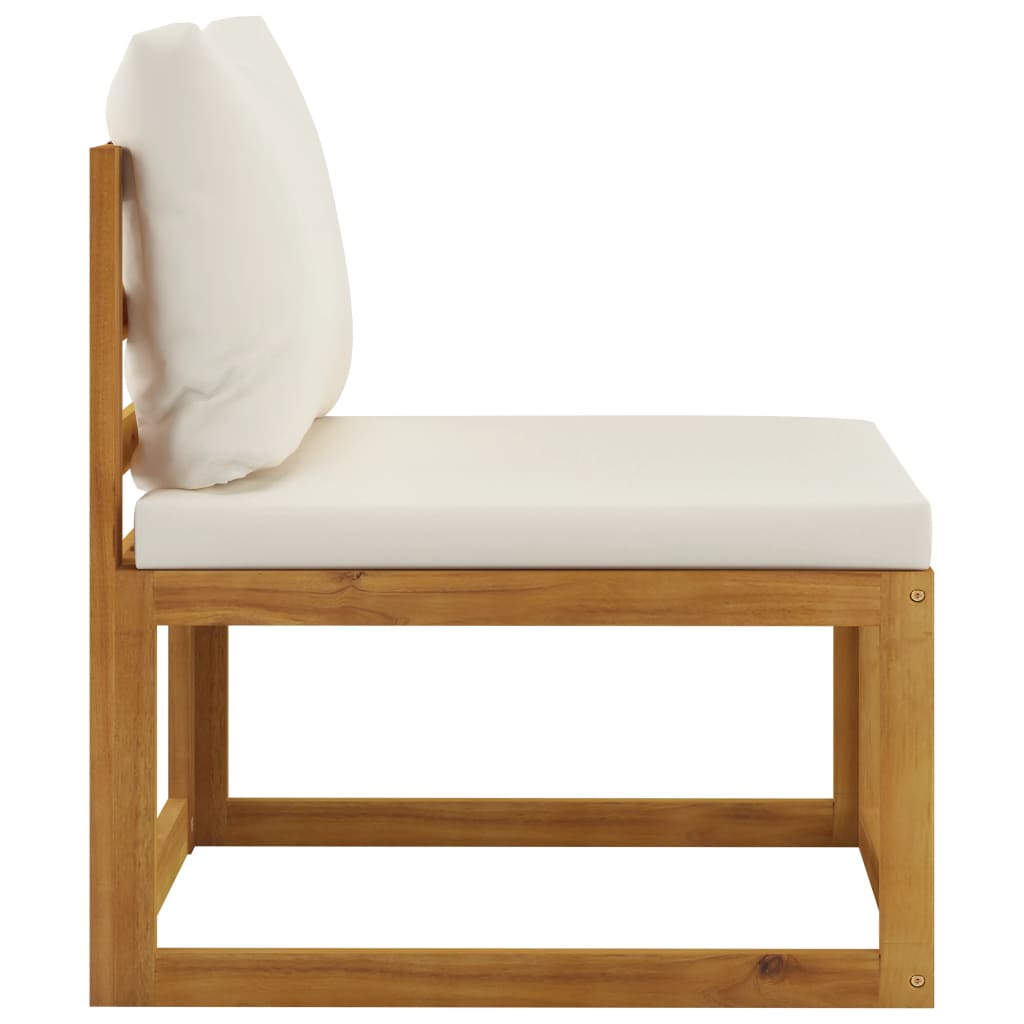 vidaXL Canapea modulară de mijloc, perne alb crem, lemn masiv acacia vidaXL Canapea modulară de mijloc, perne alb crem, lemn masiv acacia