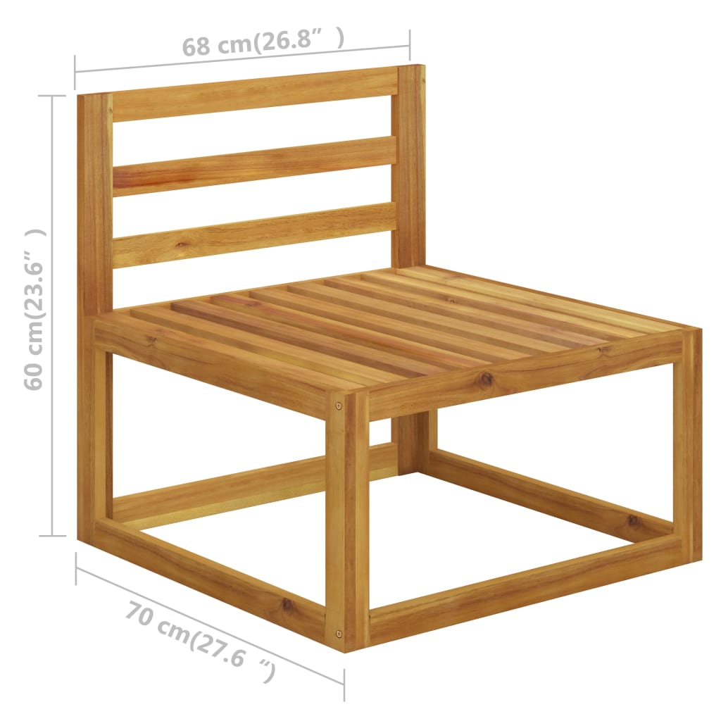 vidaXL Canapea modulară de mijloc, perne alb crem, lemn masiv acacia vidaXL Canapea modulară de mijloc, perne alb crem, lemn masiv acacia