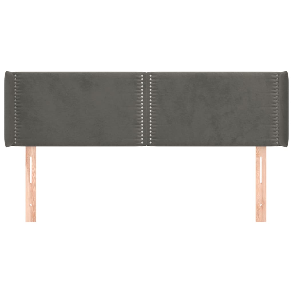 vidaXL Tăblie de pat cu aripioare gri închis 147x16x78/88 cm catifea