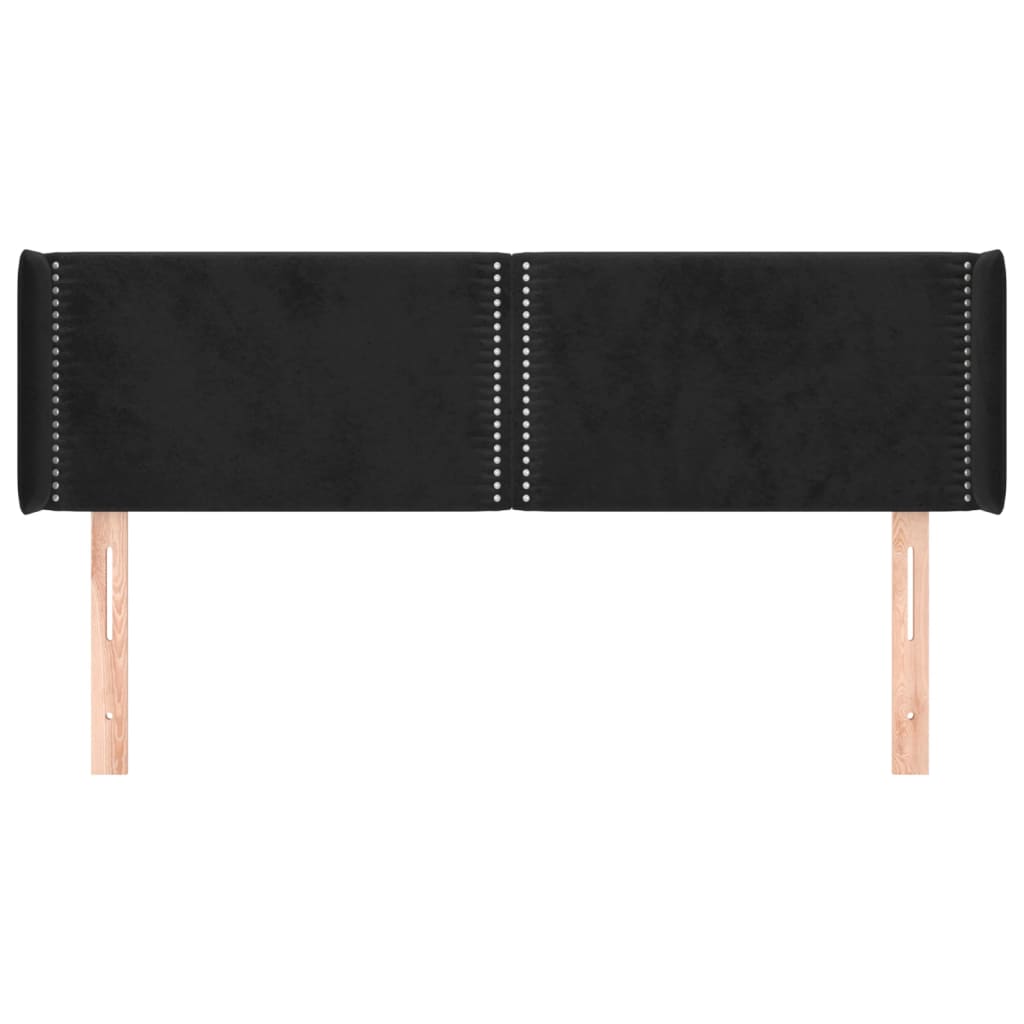 vidaXL Tăblie de pat cu aripioare negru 147x16x78/88 cm catifea