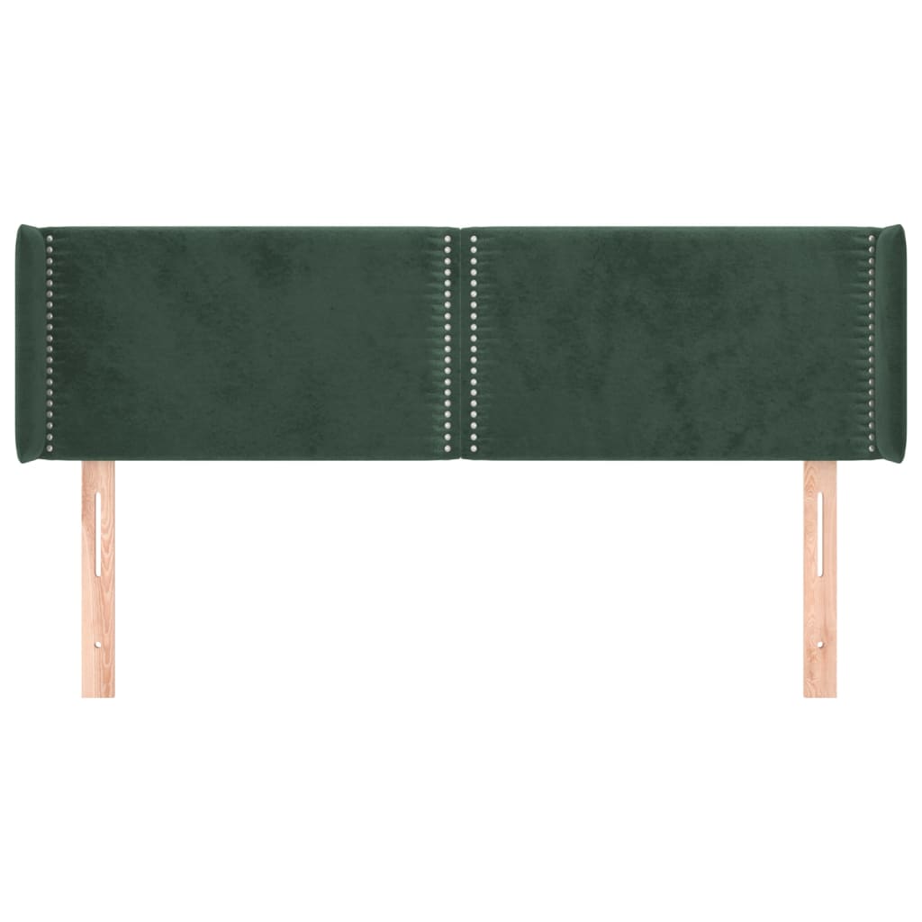 vidaXL Tăblie de pat cu aripioare verde închis 147x16x78/88 cm catifea