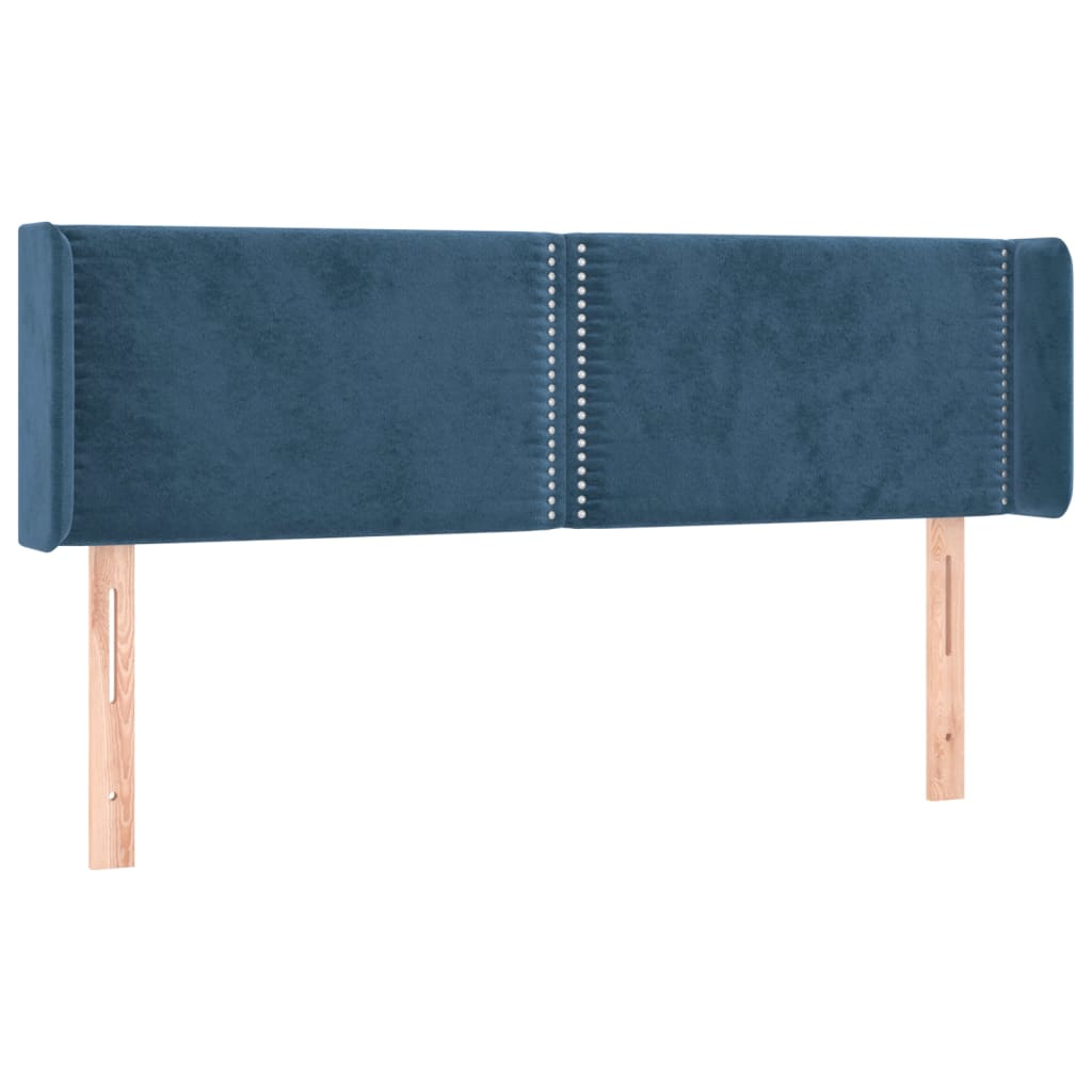 vidaXL Tăblie pat cu aripioare albastru închis 147x16x78/88 cm catifea