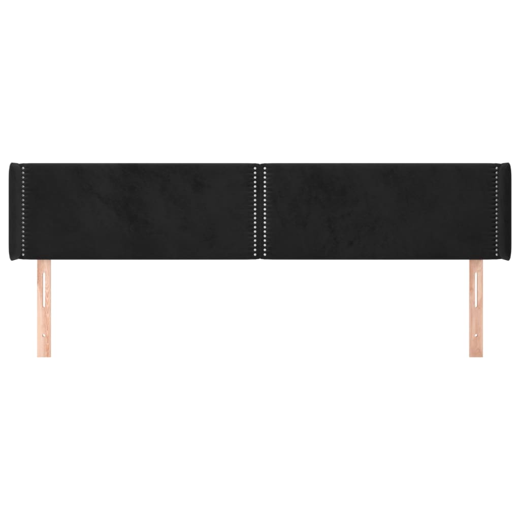 vidaXL Tăblie de pat cu aripioare negru 163x16x78/88 cm catifea vidaXL Tăblie de pat cu aripioare negru 163x16x78/88 cm catifea