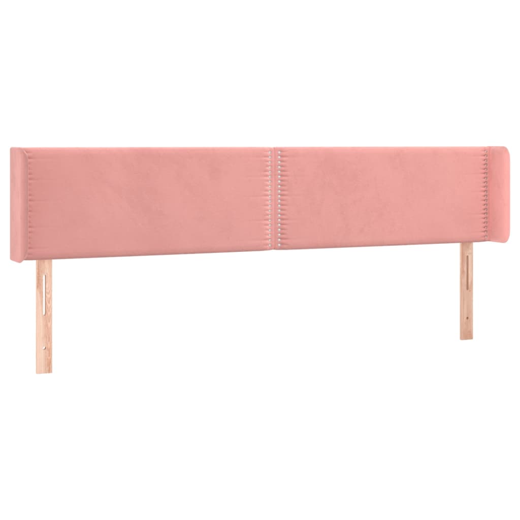 vidaXL Tăblie de pat cu aripioare roz 163x16x78/88 cm catifea
