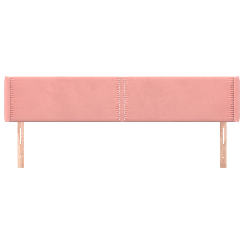 vidaXL Tăblie de pat cu aripioare roz 163x16x78/88 cm catifea