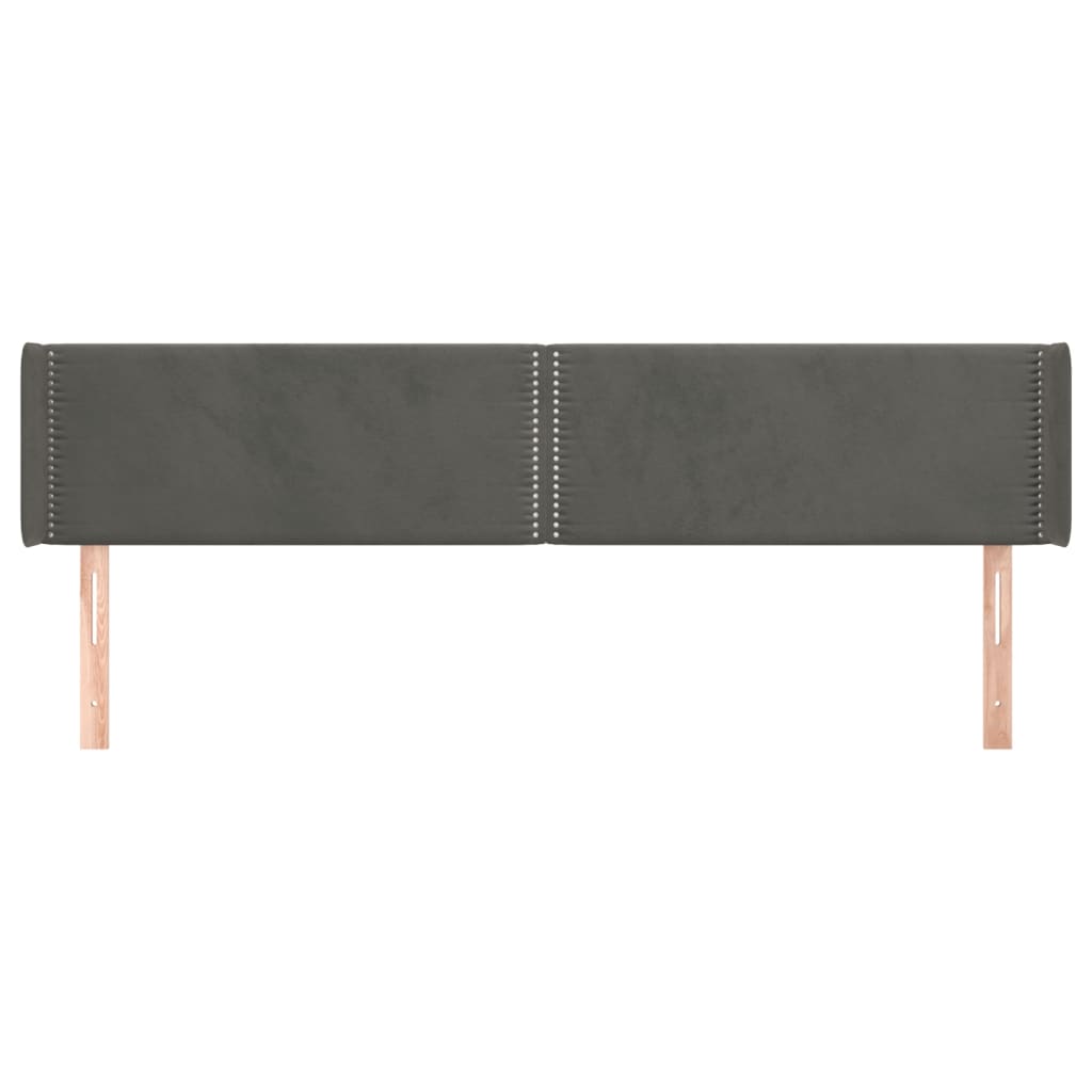vidaXL Tăblie de pat cu aripioare gri închis 183x16x78/88 cm catifea vidaXL Tăblie de pat cu aripioare gri închis 183x16x78/88 cm catifea