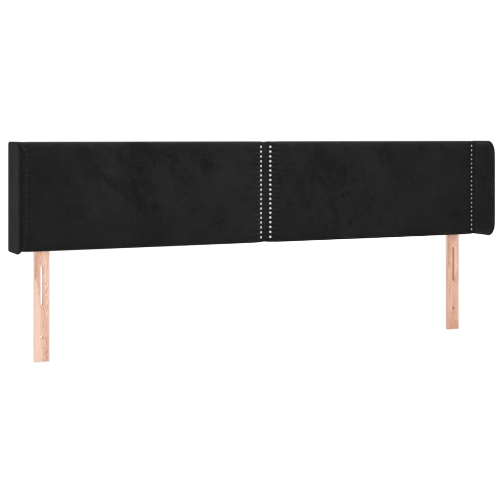vidaXL Tăblie de pat cu aripioare negru 203x16x78/88 cm catifea
