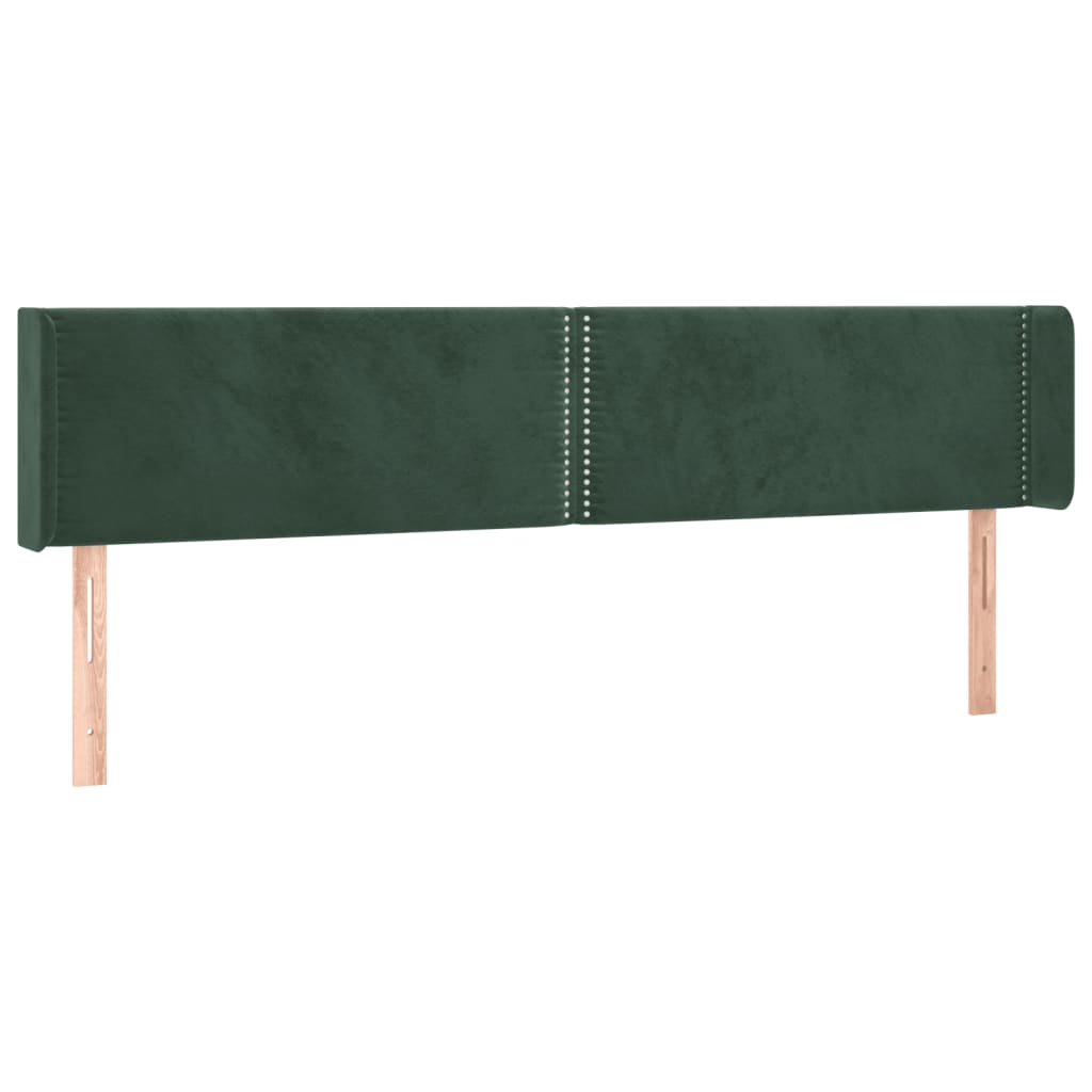 vidaXL Tăblie de pat cu aripioare verde închis 203x16x78/88 cm catifea