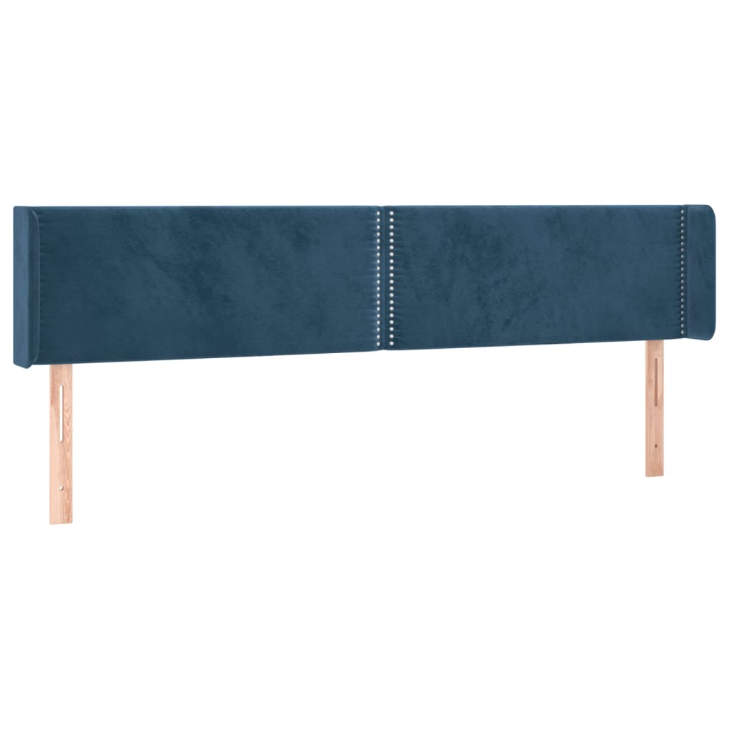 vidaXL Tăblie pat cu aripioare albastru închis 203x16x78/88 cm catifea