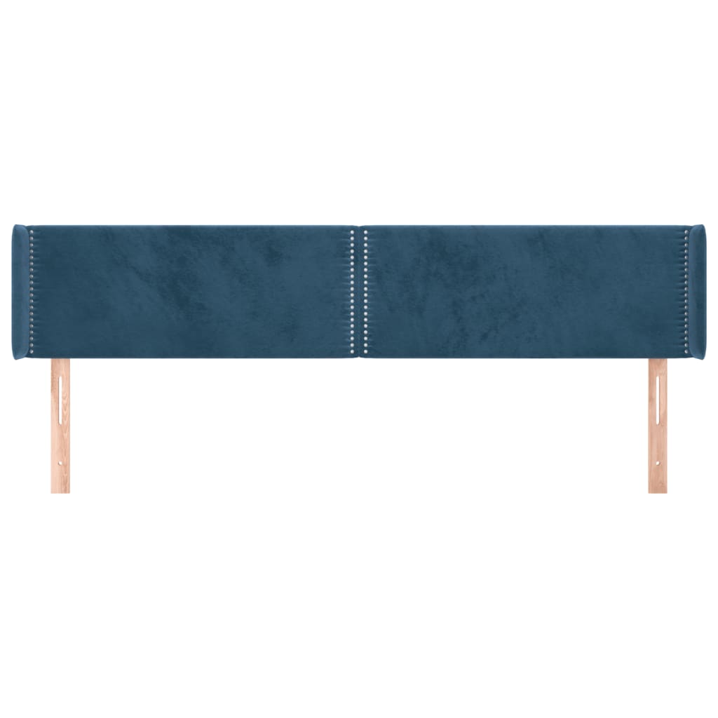 vidaXL Tăblie pat cu aripioare albastru închis 203x16x78/88 cm catifea