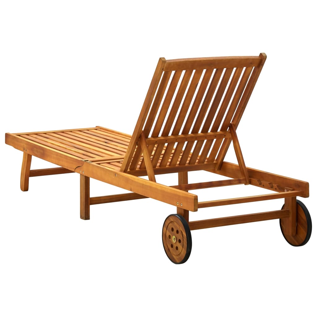 vidaXL Șezlong de plajă, lemn masiv de acacia vidaXL Șezlong de plajă, lemn masiv de acacia