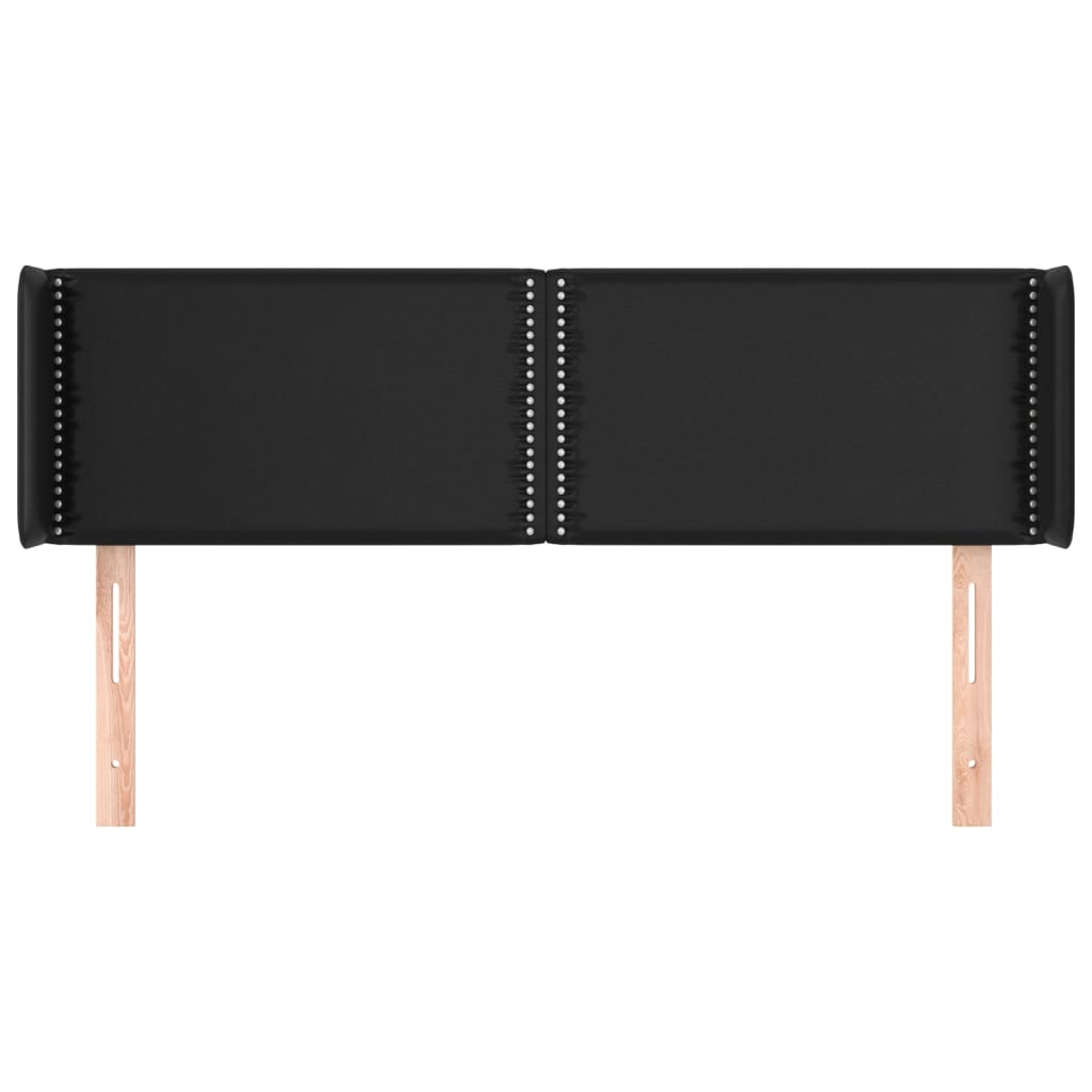 vidaXL Tăblie de pat cu aripioare negru 147x16x78/88cm piele ecologică