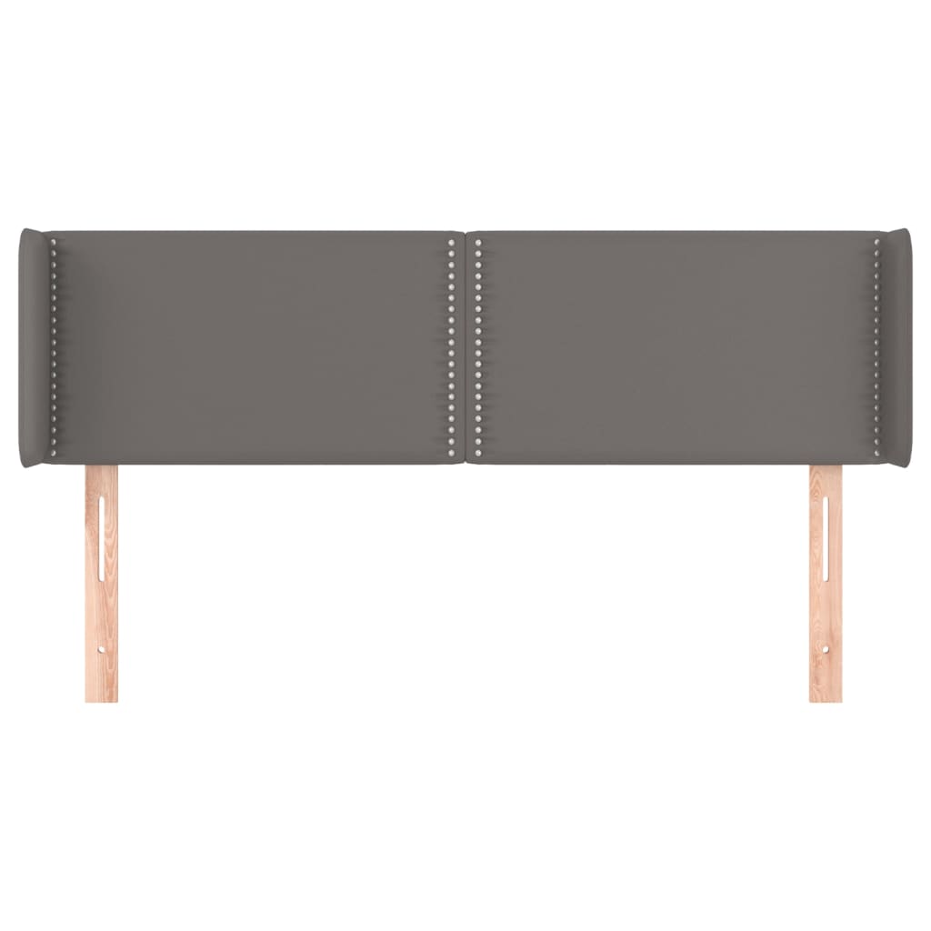 vidaXL Tăblie de pat cu aripioare gri 147x16x78/88 cm piele ecologică