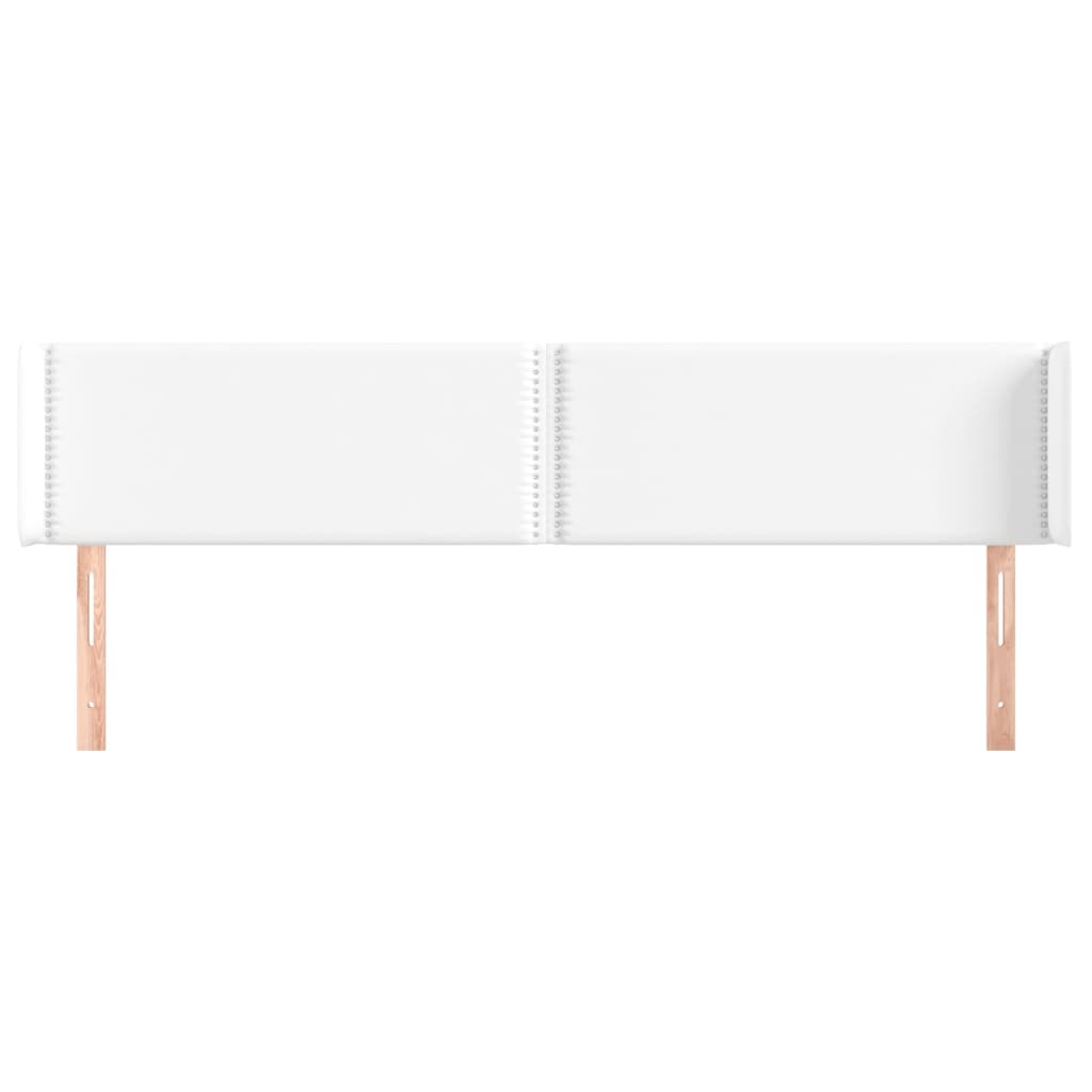 vidaXL Tăblie de pat cu aripioare alb 163x16x78/88 cm piele ecologică