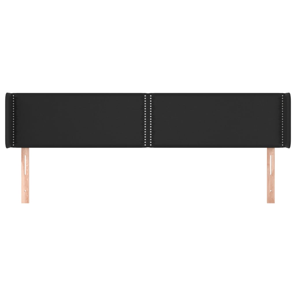 vidaXL Tăblie de pat cu aripioare negru 203x16x78/88cm piele ecologică