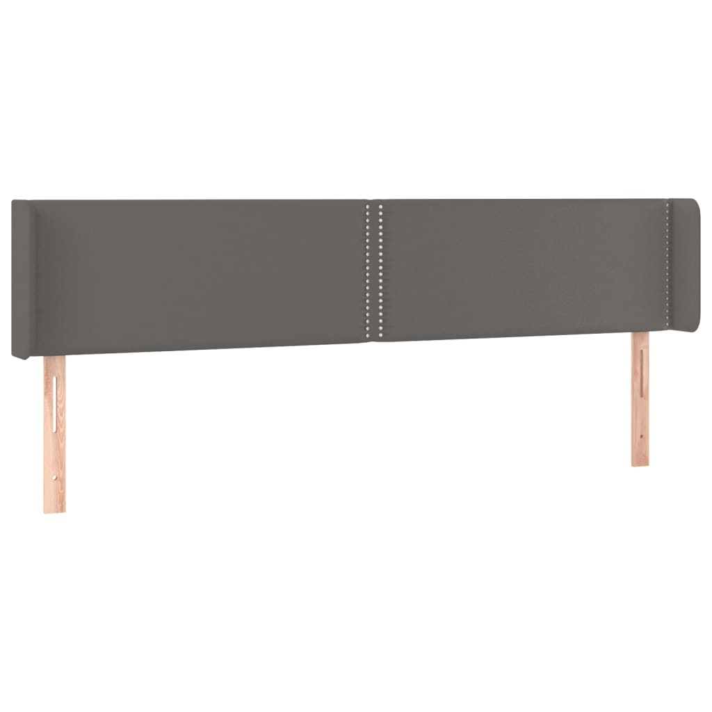 vidaXL Tăblie de pat cu aripioare gri 203x16x78/88 cm piele ecologică