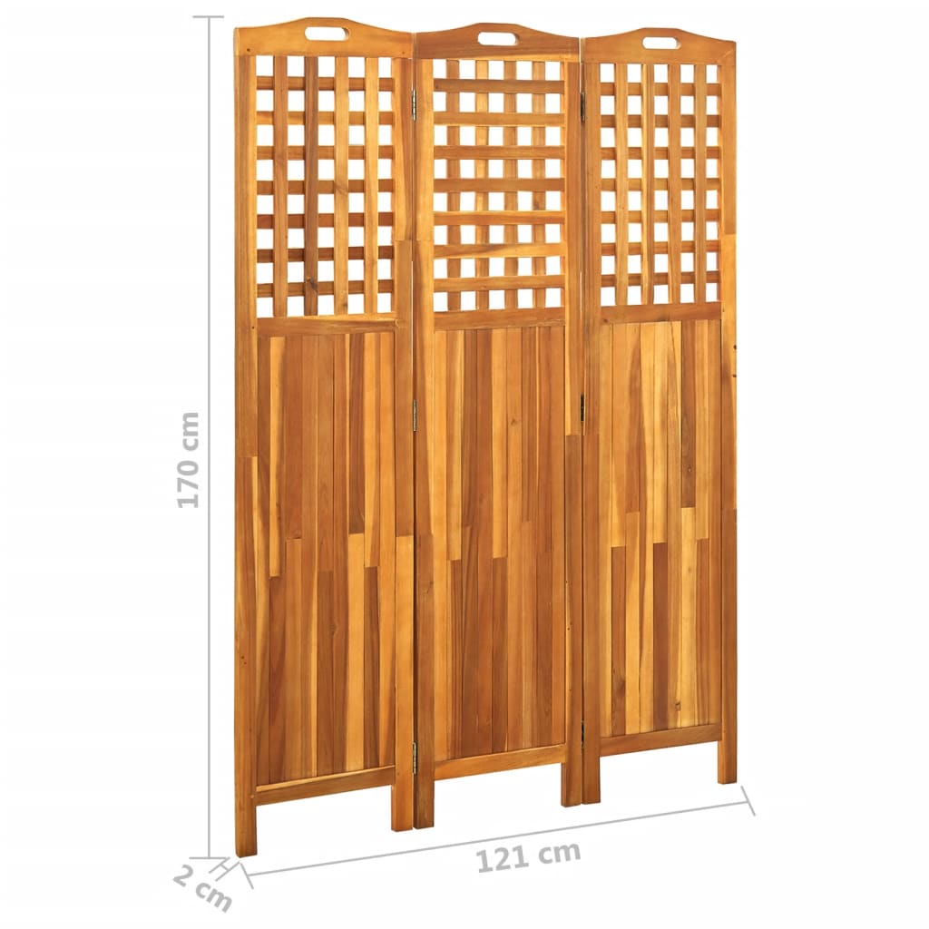 vidaXL Paravan de cameră cu 3 panouri, 121x2x170 cm, lemn masiv acacia vidaXL Paravan de cameră cu 3 panouri, 121x2x170 cm, lemn masiv acacia